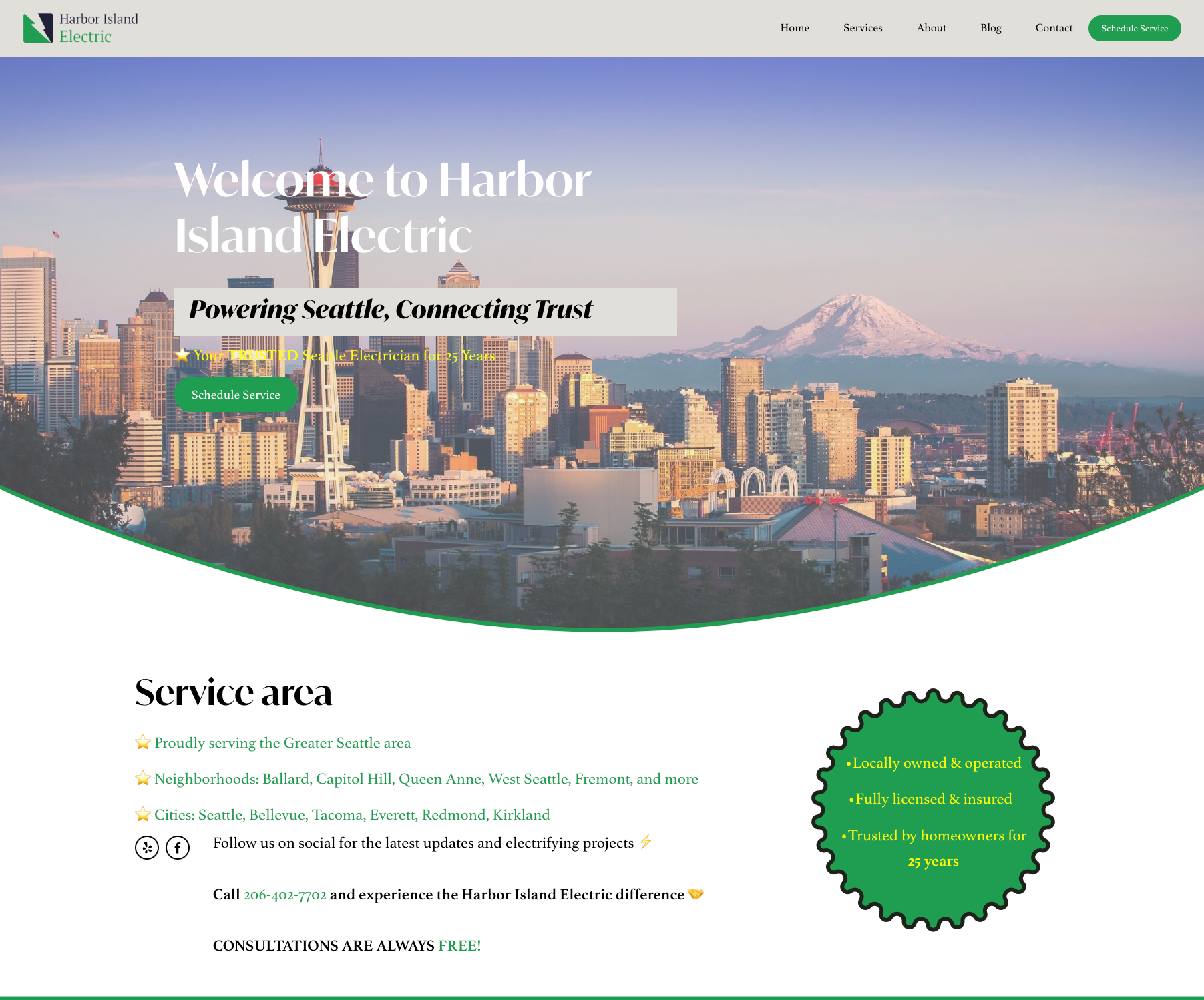 Harbor Island Electric Seattle Website